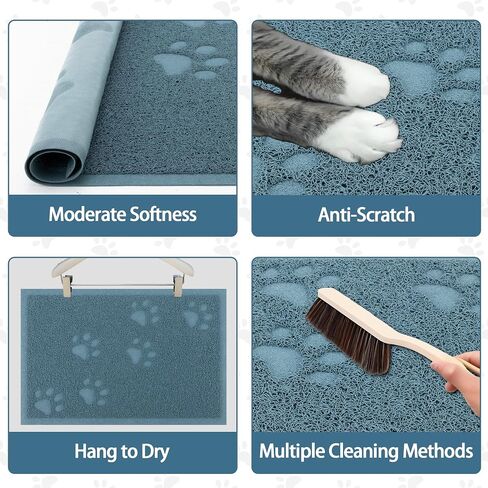 Darkyazi Cat Sterter Box Mat for Floor Strappic Lacking Packing Non-Slip ، والتحكم في الانتثار ، ونظيفة سهلة ، ومقاومة للماء ، وناعم على الكفوف (15.75 "× 11.75" ، رمادي) in Kuwait