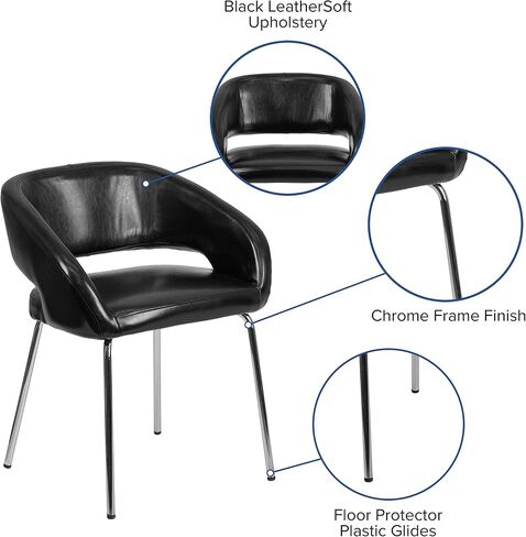 EMMA + OLIVER Contemporary White LeatherSoft Side Reception Chair with Chrome Legs in Saudi Arabia