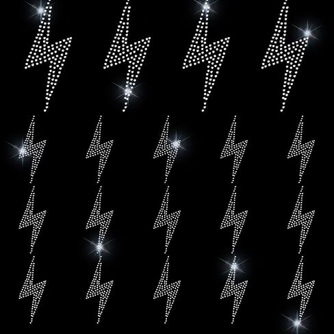 24pcs Lightning Glass Rhinestone beadozzed أحجار الراين الحديد على الإصلاح الساخن نقل DIY صائق رقعة تزيين ملصق بلوري مبهر للملابس للملابس حقيبة DIY Art Craft Gifts in Saudi Arabia