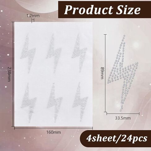 24pcs Lightning Glass Rhinestone beadozzed أحجار الراين الحديد على الإصلاح الساخن نقل DIY صائق رقعة تزيين ملصق بلوري مبهر للملابس للملابس حقيبة DIY Art Craft Gifts in Saudi Arabia