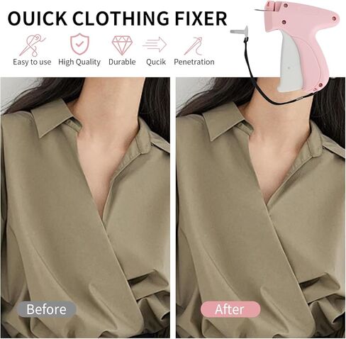 بندقية غرزة ، سلاح غرز للملابس ، وضع علامة على البندقية للملابس ، مثبتات الملابس السريعة خياطة ، تشمل 6 إبرة ، 1000 سوداء و 1000 أبيض in Kuwait