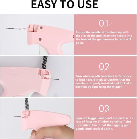 بندقية غرزة ، سلاح غرز للملابس ، وضع علامة على البندقية للملابس ، مثبتات الملابس السريعة خياطة ، تشمل 6 إبرة ، 1000 سوداء و 1000 أبيض in Kuwait