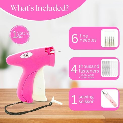 Stitch Gun – SK RISE Stitchy Gun Kit for Quick Clothing Fixes, Sewing & Quilting – Includes 6 Fine Needles, 4000 Fasteners (2000 White & 2000 Black) 5mm, and 1 Mini Sewing Scissor – Sticky & Tag Gun in Saudi Arabia