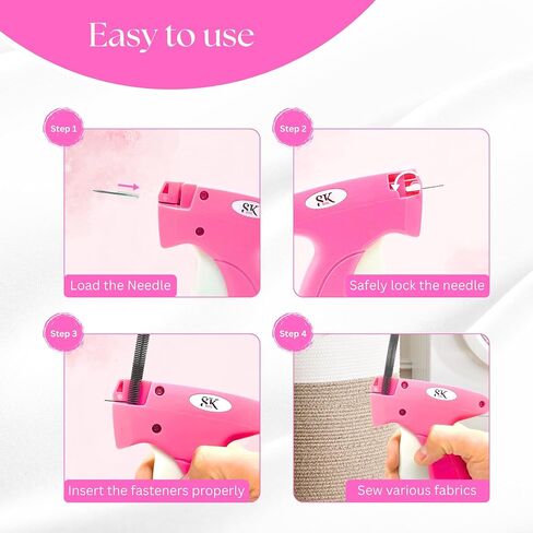 Stitch Gun – SK RISE Stitchy Gun Kit for Quick Clothing Fixes, Sewing & Quilting – Includes 6 Fine Needles, 4000 Fasteners (2000 White & 2000 Black) 5mm, and 1 Mini Sewing Scissor – Sticky & Tag Gun in Saudi Arabia