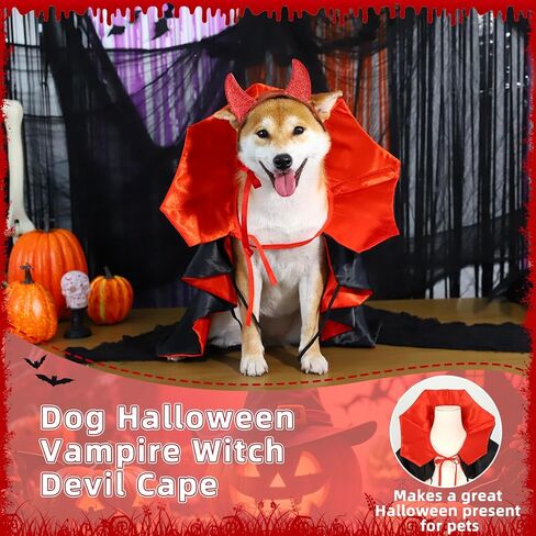 Vampire Dog Halloween Costume Devil Dog Costumes Cape Hairband for Medium Dogs Halloween Party Cosplay Costumes for Large Medium Dogs Pets in Kuwait