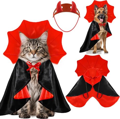 Vampire Dog Halloween Costume Devil Dog Costumes Cape Hairband for Medium Dogs Halloween Party Cosplay Costumes for Large Medium Dogs Pets in Kuwait
