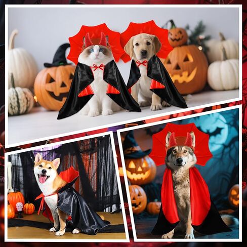 Vampire Dog Halloween Costume Devil Dog Costumes Cape Hairband for Medium Dogs Halloween Party Cosplay Costumes for Large Medium Dogs Pets in Kuwait