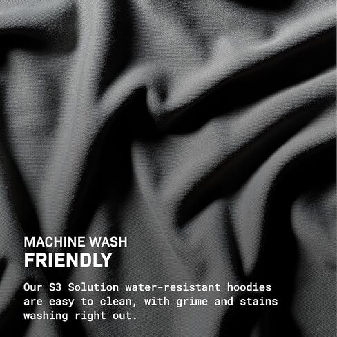 TRUEWERK Men's Insulated Work Jacket - S3 Solution Zip-Up Hoodie, Fleece-Lined, Waterproof Tactical Coat with 4-Way Stretch, XX-Large, Black in Kuwait