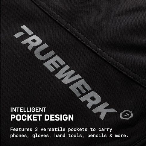 TRUEWERK Men's Insulated Work Jacket - S3 Solution Zip-Up Hoodie, Fleece-Lined, Waterproof Tactical Coat with 4-Way Stretch, XX-Large, Black in Kuwait