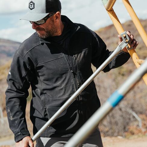 TRUEWERK Men's Insulated Work Jacket - S3 Solution Zip-Up Hoodie, Fleece-Lined, Waterproof Tactical Coat with 4-Way Stretch, XX-Large, Black in Kuwait