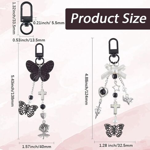 SUNNYCLUE 1 Box 160Pcs Keychain Making Kits Gothic Key Chains Black Butterfly Beads Heart Charm Halloween Gothic Charms Acrylic Glass Spacer Beads for Keychains Making Women Adults DIY Crafts Supplies in Saudi Arabia