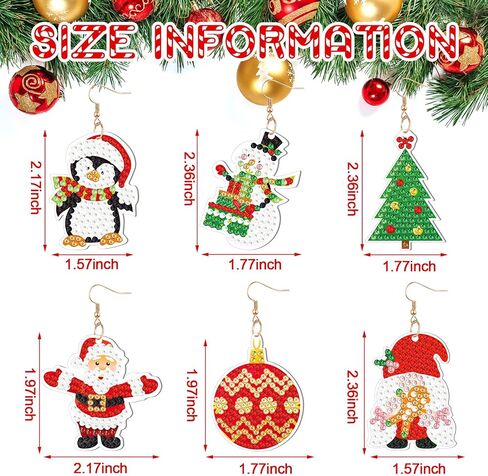 Siifert 24 Pairs Christmas Diamond Painting Earrings DIY Earring Making Kit Diamond Art Earrings Jewelry Making Kit for Adults Vintage Jewelry Crafting Charms Bulk with 6 Tools for Women(Red) in Saudi Arabia