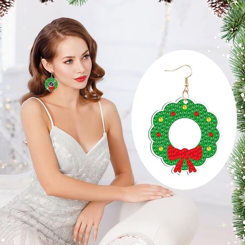 Siifert 24 Pairs Christmas Diamond Painting Earrings DIY Earring Making Kit Diamond Art Earrings Jewelry Making Kit for Adults Vintage Jewelry Crafting Charms Bulk with 6 Tools for Women(Red) in Saudi Arabia