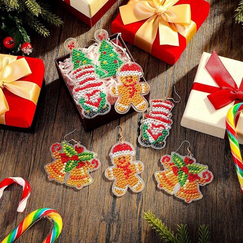 Siifert 24 Pairs Christmas Diamond Painting Earrings DIY Earring Making Kit Diamond Art Earrings Jewelry Making Kit for Adults Vintage Jewelry Crafting Charms Bulk with 6 Tools for Women(Red) in Saudi Arabia
