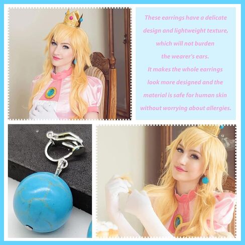 Princess Peach Earrings Princess Peaches Cosplay Earring for Girls Anime Earrings Halloween Cosplay Costume Accessories in Saudi Arabia