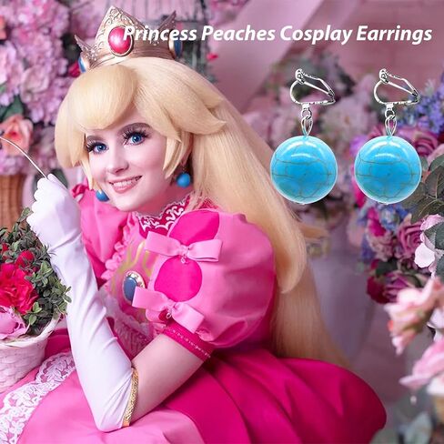 Princess Peach Earrings Princess Peaches Cosplay Earring for Girls Anime Earrings Halloween Cosplay Costume Accessories in Saudi Arabia
