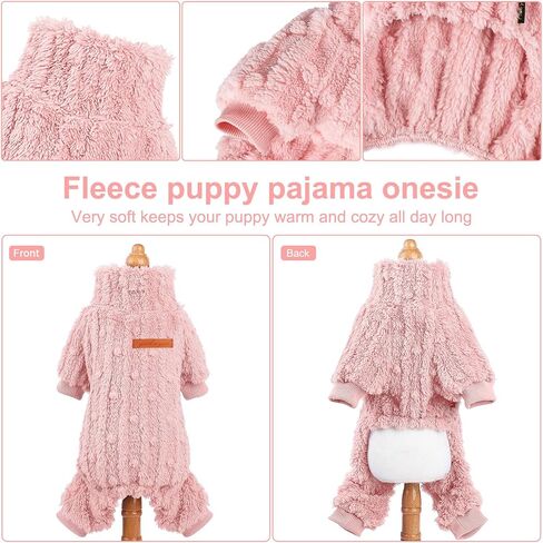 Dog Sweater for Small Dogs, XXS Dog Sweaters Turtleneck Doggie Pajamas Jumpsuits, Small Doggy Clothes Girl Boy, Cold Weather Puppy Onesie Outfits Yorkie Chihuahua Apparel,Light Pink, S in Kuwait