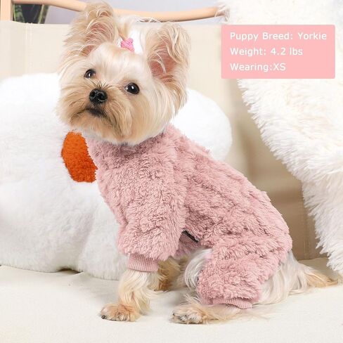 Dog Sweater for Small Dogs, XXS Dog Sweaters Turtleneck Doggie Pajamas Jumpsuits, Small Doggy Clothes Girl Boy, Cold Weather Puppy Onesie Outfits Yorkie Chihuahua Apparel,Light Pink, S in Kuwait