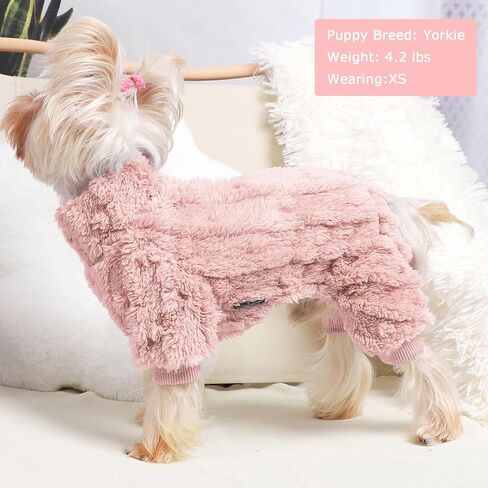Dog Sweater for Small Dogs, XXS Dog Sweaters Turtleneck Doggie Pajamas Jumpsuits, Small Doggy Clothes Girl Boy, Cold Weather Puppy Onesie Outfits Yorkie Chihuahua Apparel,Light Pink, S in Kuwait