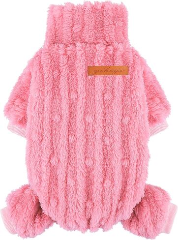Dog Sweater for Small Dogs, XXS Dog Sweaters Turtleneck Doggie Pajamas Jumpsuits, Small Doggy Clothes Girl Boy, Cold Weather Puppy Onesie Outfits Yorkie Chihuahua Apparel,Light Pink, S in Kuwait