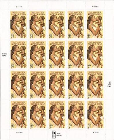 الوعي بأمراض الخلايا المنجلية ، ورقة كاملة من 20 × 37 سنت طوابع سكوت 3877 in Saudi Arabia