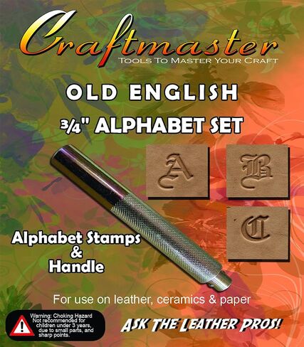 SLC 26 Piece 3/4" Old English Metal Alphabet Stamp Set with Stamp Handle Included Grey in Saudi Arabia