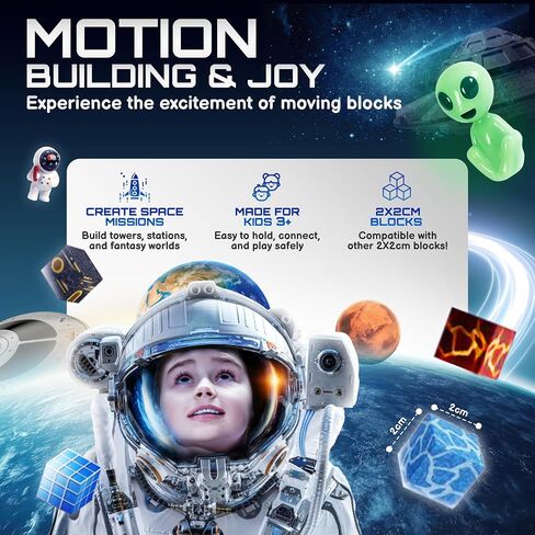 181 PCS Magnetic Blocks | Magnetic Building Blocks for Kids Age 3+ | Exclusive Magnetic Space Cubes with Custom LED | Magnet Blocks for Boys & Girls, STEM Sensory Educational Gift in Saudi Arabia