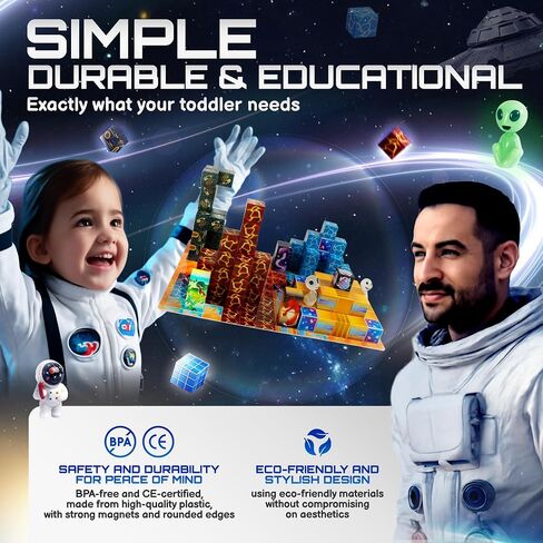 181 PCS Magnetic Blocks | Magnetic Building Blocks for Kids Age 3+ | Exclusive Magnetic Space Cubes with Custom LED | Magnet Blocks for Boys & Girls, STEM Sensory Educational Gift in Saudi Arabia