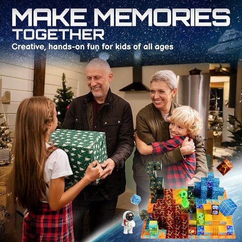181 PCS Magnetic Blocks | Magnetic Building Blocks for Kids Age 3+ | Exclusive Magnetic Space Cubes with Custom LED | Magnet Blocks for Boys & Girls, STEM Sensory Educational Gift in Saudi Arabia
