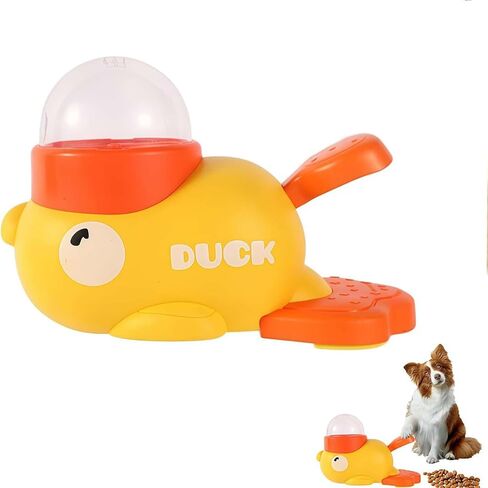 2-in-1 Interactive Dog Slow Feeder Puzzle Toy, Duck-Shaped Pets Food Dispenser with 3 Size Food Outlet Dog Treat Dispensing for Healthy Eating in Saudi Arabia