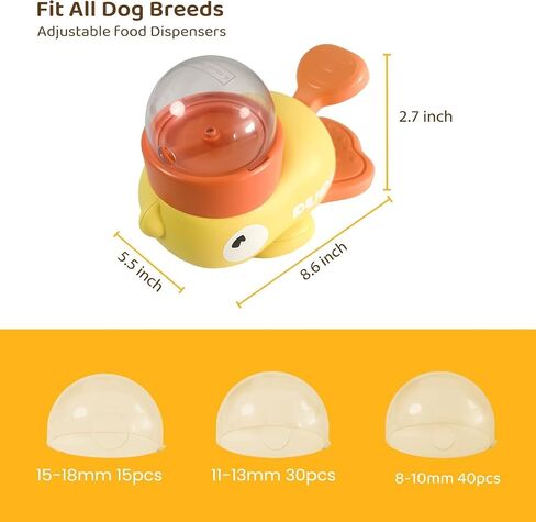 2-in-1 Interactive Dog Slow Feeder Puzzle Toy, Duck-Shaped Pets Food Dispenser with 3 Size Food Outlet Dog Treat Dispensing for Healthy Eating in Saudi Arabia