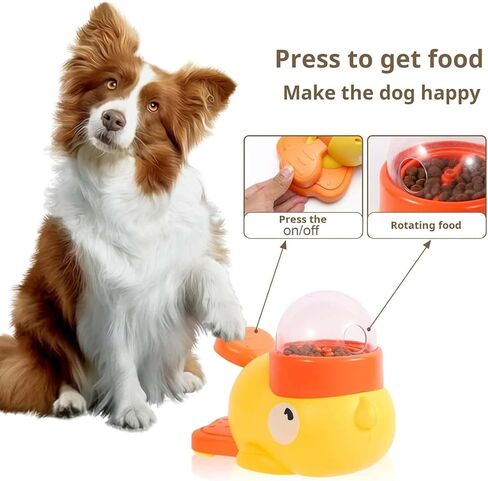 2-in-1 Interactive Dog Slow Feeder Puzzle Toy, Duck-Shaped Pets Food Dispenser with 3 Size Food Outlet Dog Treat Dispensing for Healthy Eating in Saudi Arabia