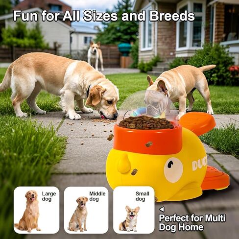 2-in-1 Interactive Dog Slow Feeder Puzzle Toy, Duck-Shaped Pets Food Dispenser with 3 Size Food Outlet Dog Treat Dispensing for Healthy Eating in Saudi Arabia
