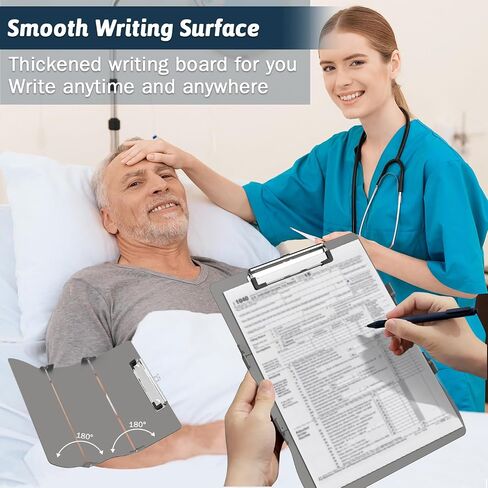 Trustnice Nursing Clipboard Foldable DIY Edition Medical Cheat Sheets Aluminum 3 Layers Foldable Clipboards Pocket Size Profile Clip Nurse Clipboards Notepad for Nurses Students, Teachers, Coaches in Kuwait