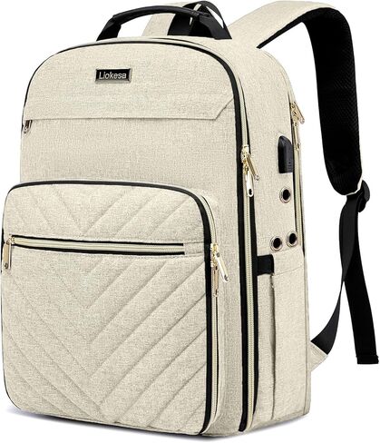 Knitting Bag Backpack, Crochet Bag Tote, Large Storage Tote with USB Charging Port, Yarn Holder Case for Carrying Projects, Needles, Supplies, Beige in Kuwait