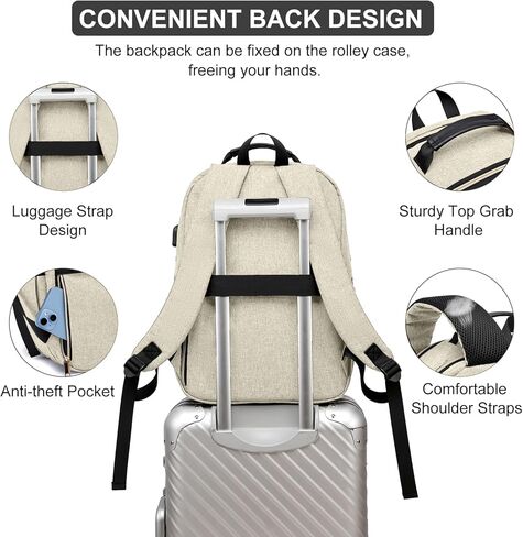 Knitting Bag Backpack, Crochet Bag Tote, Large Storage Tote with USB Charging Port, Yarn Holder Case for Carrying Projects, Needles, Supplies, Beige in Kuwait