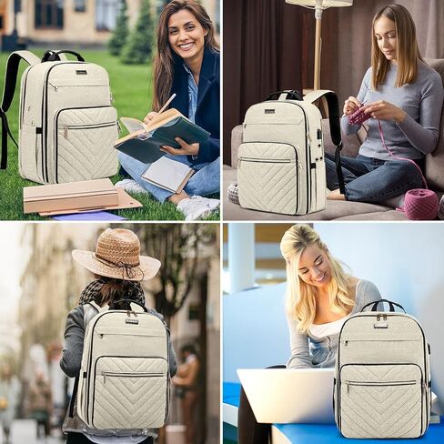 Knitting Bag Backpack, Crochet Bag Tote, Large Storage Tote with USB Charging Port, Yarn Holder Case for Carrying Projects, Needles, Supplies, Beige in Kuwait