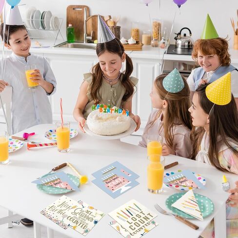 Marspark 100 Pcs Funny Birthday Napkins 5 x 5 Inch 2-ply Cocktail Candle Cake Pattern Napkins 4 Style Colorful Disposable Paper Napkin Party Supplies for Family Friend Birthday Gift Baby Shower Decor in Saudi Arabia