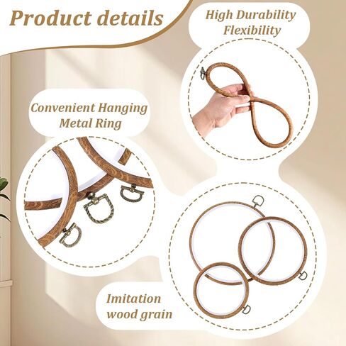 6 PCS Round Round Embroidery Hoop Frame مقلدة من الخشب إطار إطار دائرة التطريز الخشبي عبر غرزة خاتم طوق للفنون الفنية DIY الحلي المعلقة in Kuwait