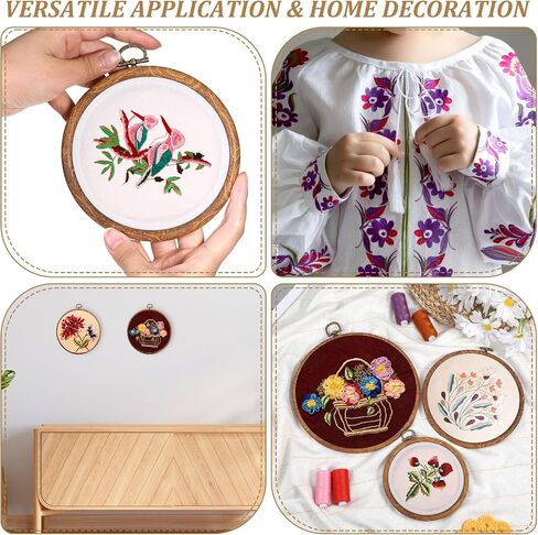 6 PCS Round Round Embroidery Hoop Frame مقلدة من الخشب إطار إطار دائرة التطريز الخشبي عبر غرزة خاتم طوق للفنون الفنية DIY الحلي المعلقة in Kuwait