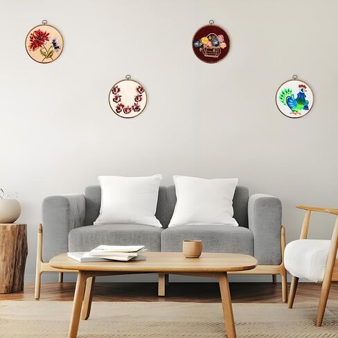 6 PCS Round Round Embroidery Hoop Frame مقلدة من الخشب إطار إطار دائرة التطريز الخشبي عبر غرزة خاتم طوق للفنون الفنية DIY الحلي المعلقة in Kuwait