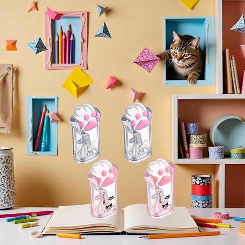 4Pcs Pink and Grey Manual Pencils Sharpeners Kids Cat Claw Pencil Sharpener Stationery with Lid for Office Home Supplies Pencil Sharpeners,Writing and Correction Supplies in Saudi Arabia