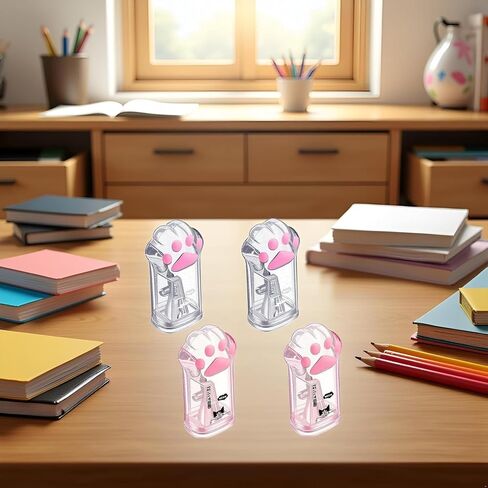 4Pcs Pink and Grey Manual Pencils Sharpeners Kids Cat Claw Pencil Sharpener Stationery with Lid for Office Home Supplies Pencil Sharpeners,Writing and Correction Supplies in Saudi Arabia