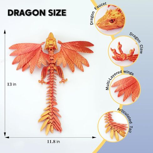 ريش Wyvern Dragon ، لعبة Dragon Dragon المطبوعة ثلاثية الأبعاد ، تنين مفصلي مرن ، ألعاب ثلاثية الأبعاد ، حيوان أليف سطح المكتب in Kuwait