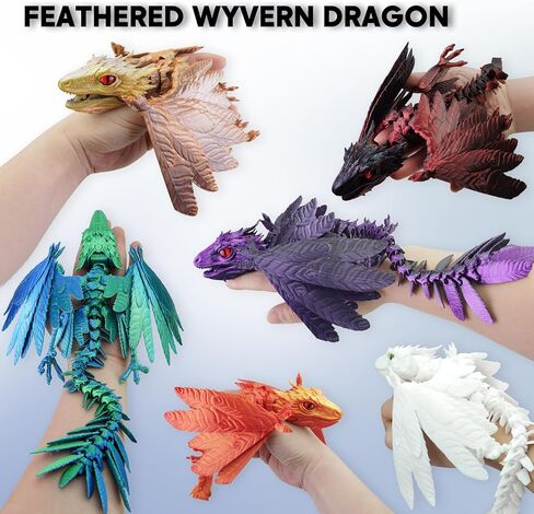 ريش Wyvern Dragon ، لعبة Dragon Dragon المطبوعة ثلاثية الأبعاد ، تنين مفصلي مرن ، ألعاب ثلاثية الأبعاد ، حيوان أليف سطح المكتب in Kuwait