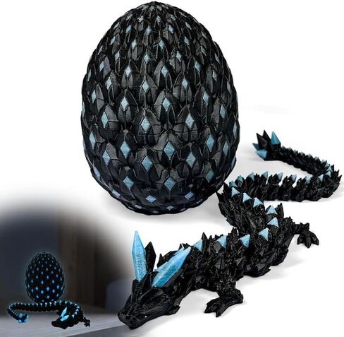Luminous Dragon - 3D Printed Articulated Dragon Toy with Egg, Flexible Luminous Body Glow in Dark - Unique 3D Printed Animals Collectible, Purple-Blue (Glows in The Dark) in Saudi Arabia