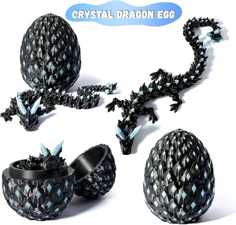 Luminous Dragon - 3D Printed Articulated Dragon Toy with Egg, Flexible Luminous Body Glow in Dark - Unique 3D Printed Animals Collectible, Purple-Blue (Glows in The Dark) in Saudi Arabia