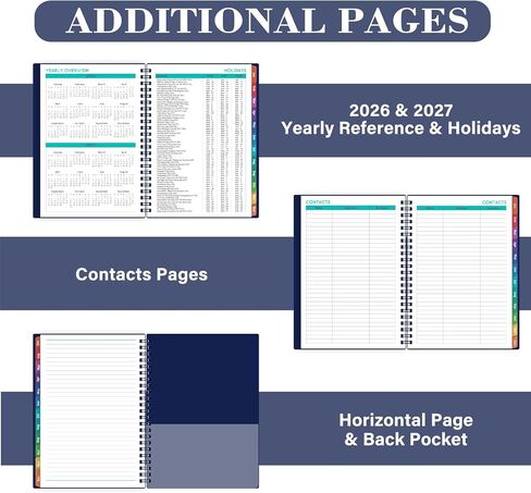 2026 Planner - 2026 Planner Weekly and Monthly ، 2026 Calendar Planner ، Jan. 2026 - ديسمبر. 2026،9 "× 11" ، مخطط شهري أسبوعي 2026 مع علامات تبويب ملونة ، غطاء مقاوم للماء ، ملزمة مزدوجة ، جيب خلفي - أسود in Saudi Arabia