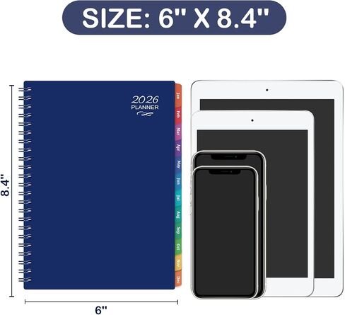 2026 Planner - 2026 Planner Weekly and Monthly ، 2026 Calendar Planner ، Jan. 2026 - ديسمبر. 2026،9 "× 11" ، مخطط شهري أسبوعي 2026 مع علامات تبويب ملونة ، غطاء مقاوم للماء ، ملزمة مزدوجة ، جيب خلفي - أسود in Saudi Arabia