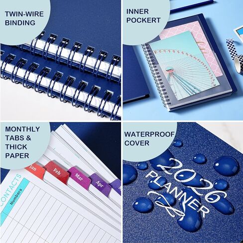 2026 Planner - 2026 Planner Weekly and Monthly ، 2026 Calendar Planner ، Jan. 2026 - ديسمبر. 2026،9 "× 11" ، مخطط شهري أسبوعي 2026 مع علامات تبويب ملونة ، غطاء مقاوم للماء ، ملزمة مزدوجة ، جيب خلفي - أسود in Saudi Arabia